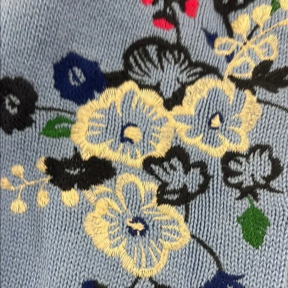 Loft Blue  Sweater with Floral Embroidery - Picture 4 of 5